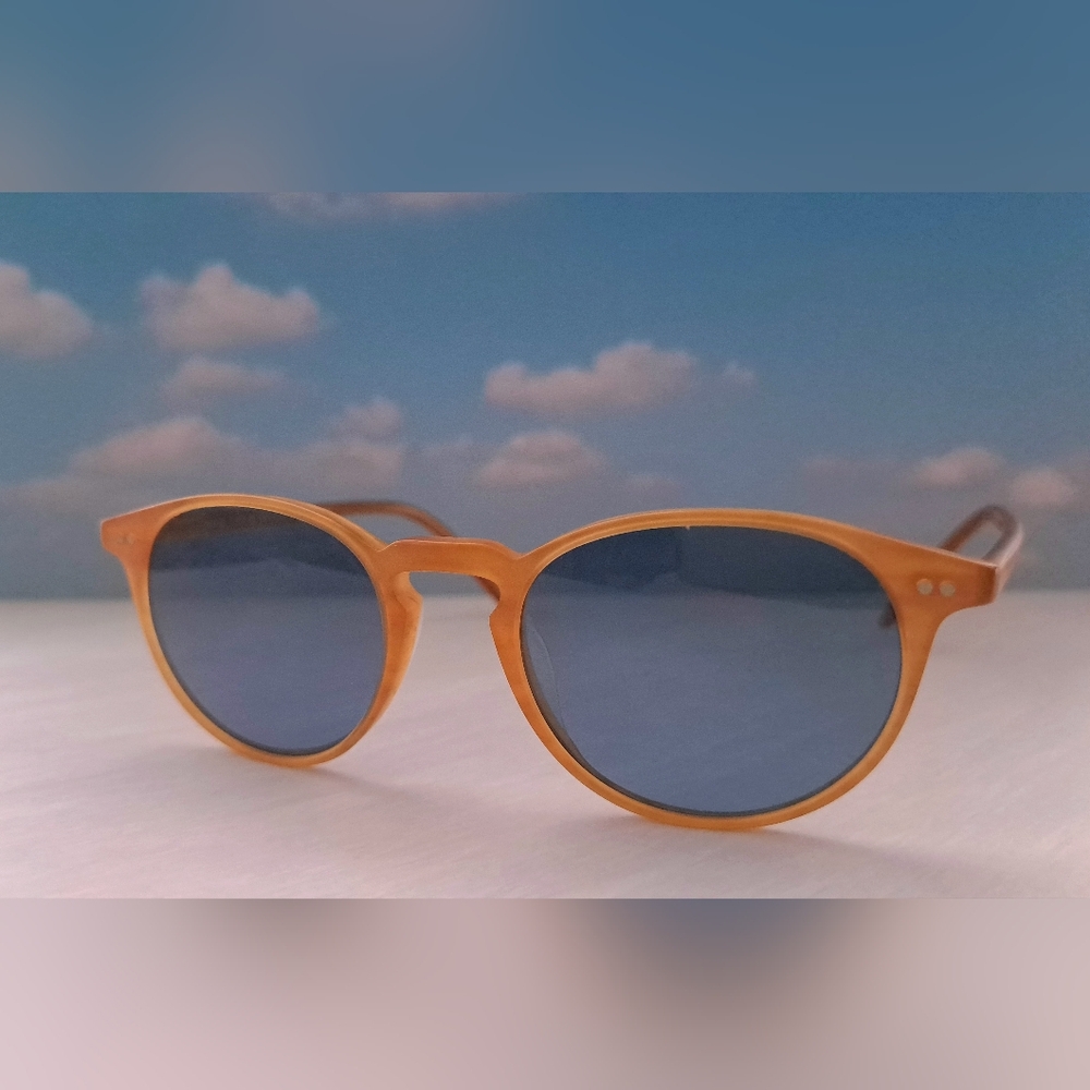 Oliver Peoples Riley Sun – Honey Amber Blue Glass Lenses
